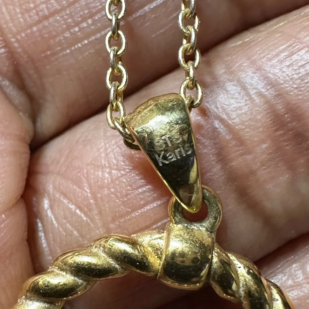 Gold Twisted Pendant Necklace - Picture 8 of 14